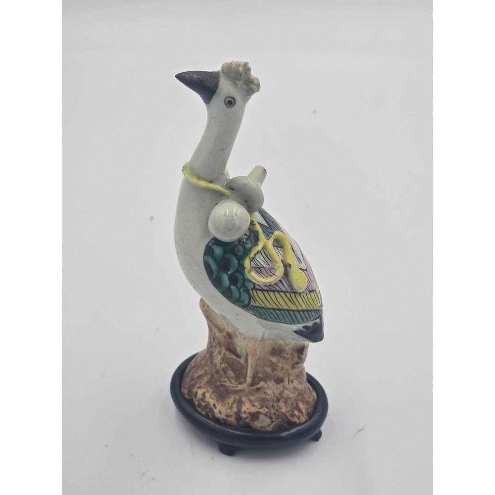 Vintage 1970s Chinese Famille Rose Porcelain Stork Figurine Bird with Box #120 - Picture 3 of 14